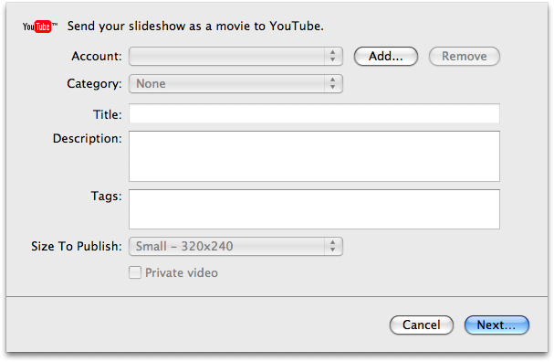 Send Keynote 08 Slideshow to YouTube