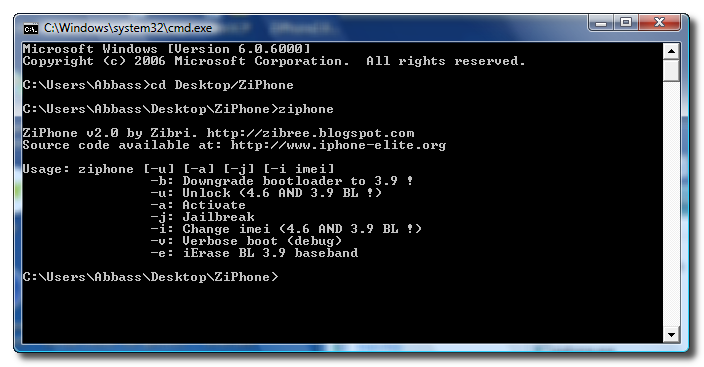 How to Downgrade your Bootloader with ZiPhone (Windows)