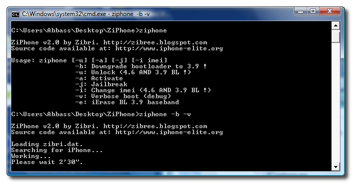 How to Downgrade your Bootloader with ZiPhone (Windows)