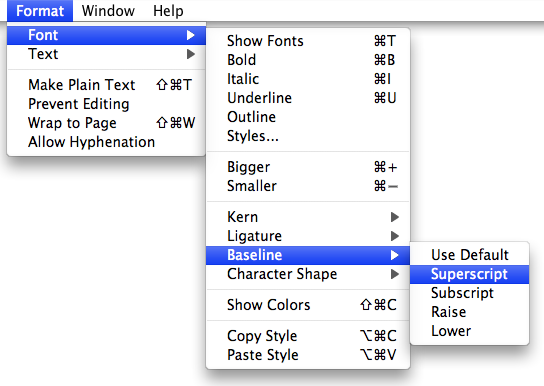 shortcut for subscript in word on mac