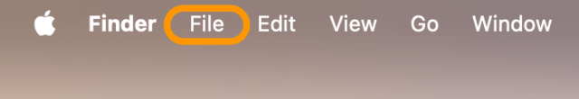 The File menu in the menu bar, ringed