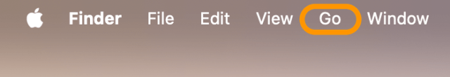 The Go menu in the menu bar, ringed