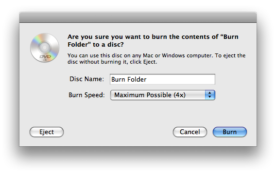 How to Burn a Data CD or DVD in OSX