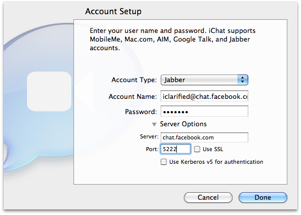 How to Setup Facebook Chat Within iChat