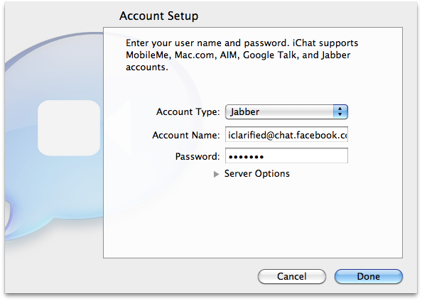 How to Setup Facebook Chat Within iChat