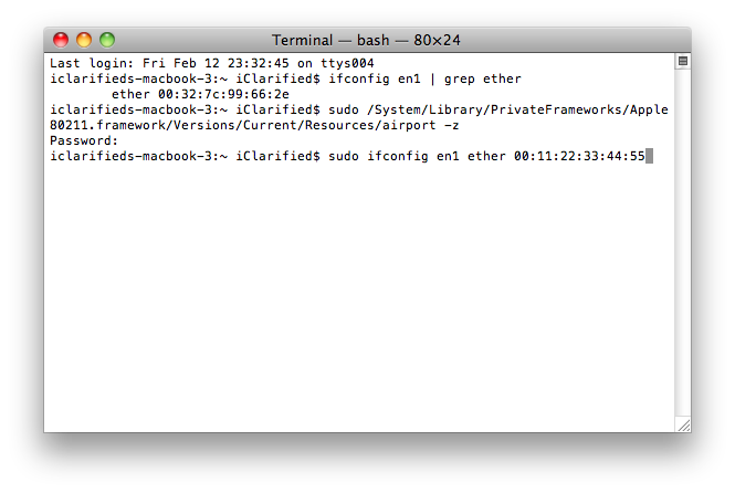 How to Spoof Your Airport MAC Address in Snow Leopard