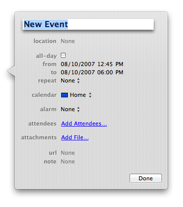 Adding Events in iCal