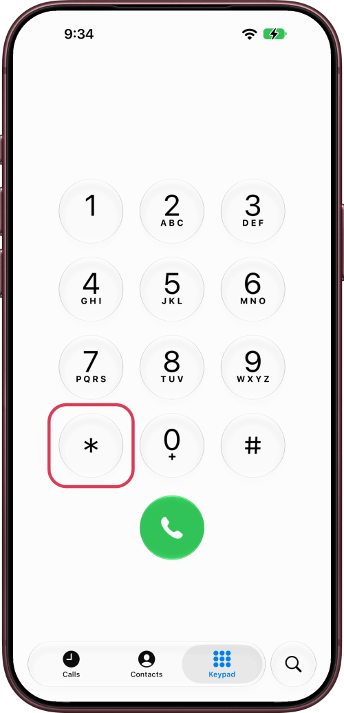 Tap the star key