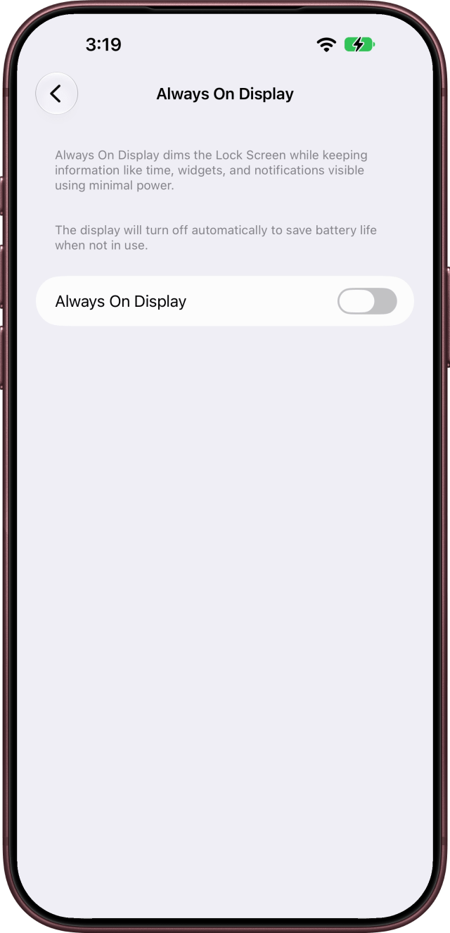 With the switch off, the Customize options are gone