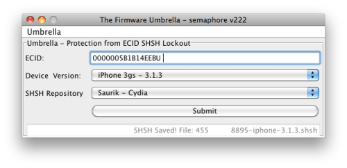  Firmware Umbrellaで、SHSH Blobをバックアップする方法 [Mac]