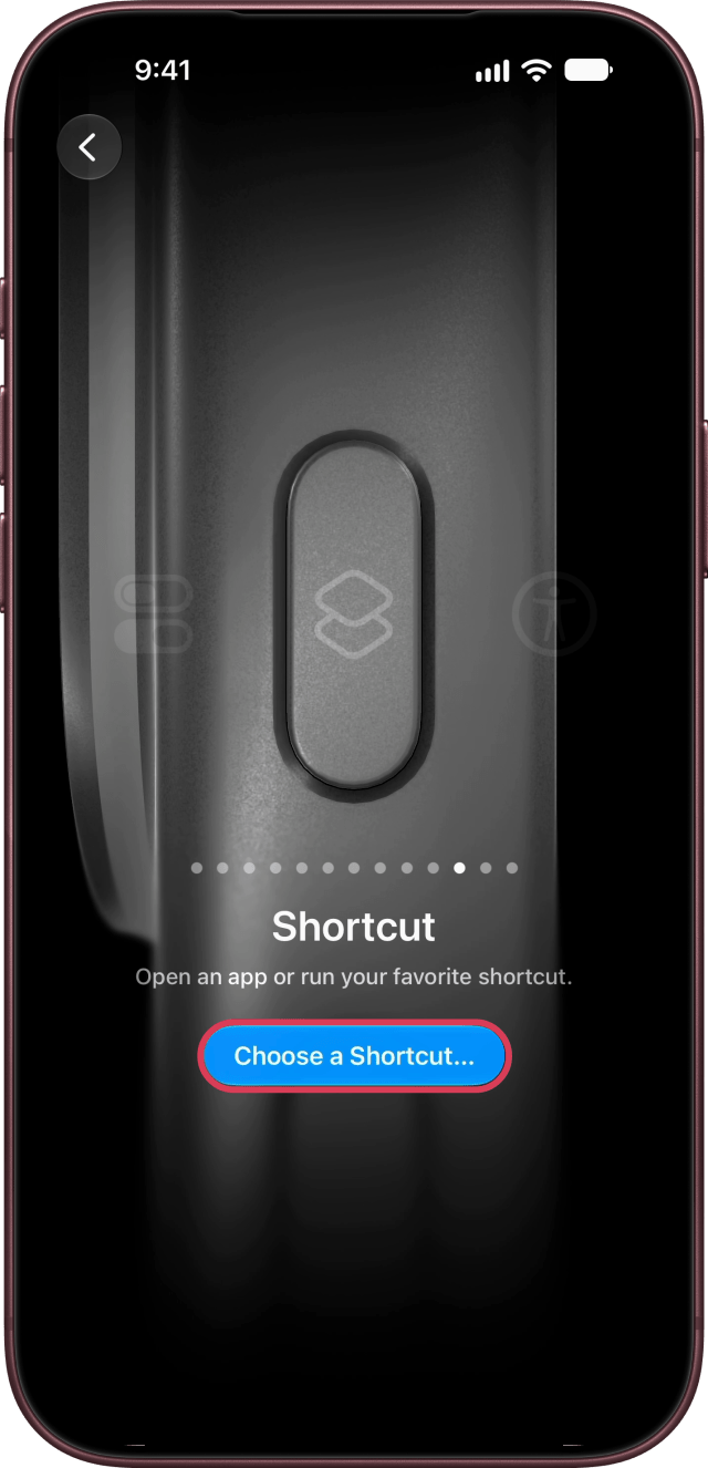Choose a Shortcut outlined under Shortcut.