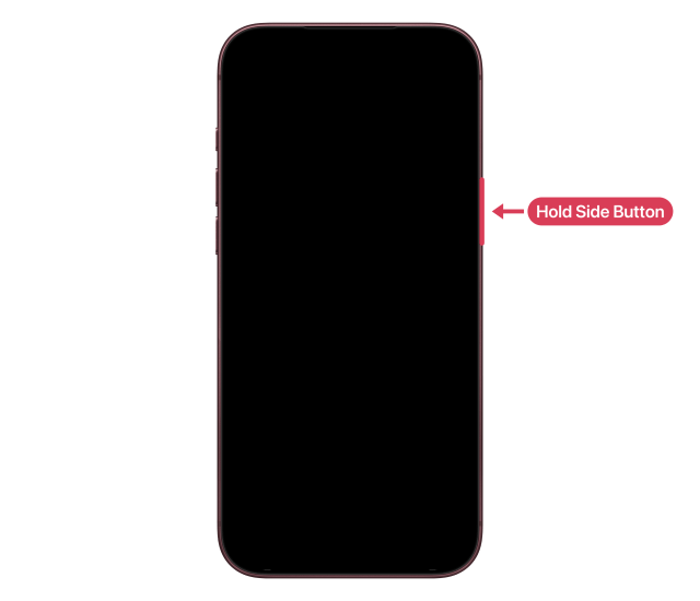 The side button marked and labelled on the right of a black screen.
